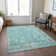 Machine Washable Indoor/Outdoor Xhevrie Teal Rug