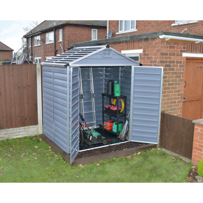 Palram - Canopia Skylight Polycarbonate Storage Shed, 6X10 Dark Grey Deco
