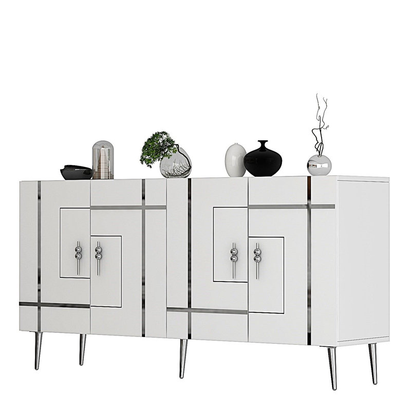 Olivia 150cm Console Table, Cream/Silver
