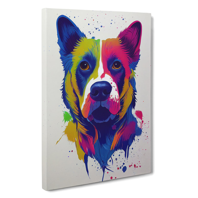 XC1022-1559X Colourful Dog No.3 - Wrapped Canvas Print, 76cm H x 50cm W x 3cm D