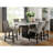 7pc Counter Height Dining Set - White Genuine Marble Table + 6 Light Gray Flannelette High Chairs