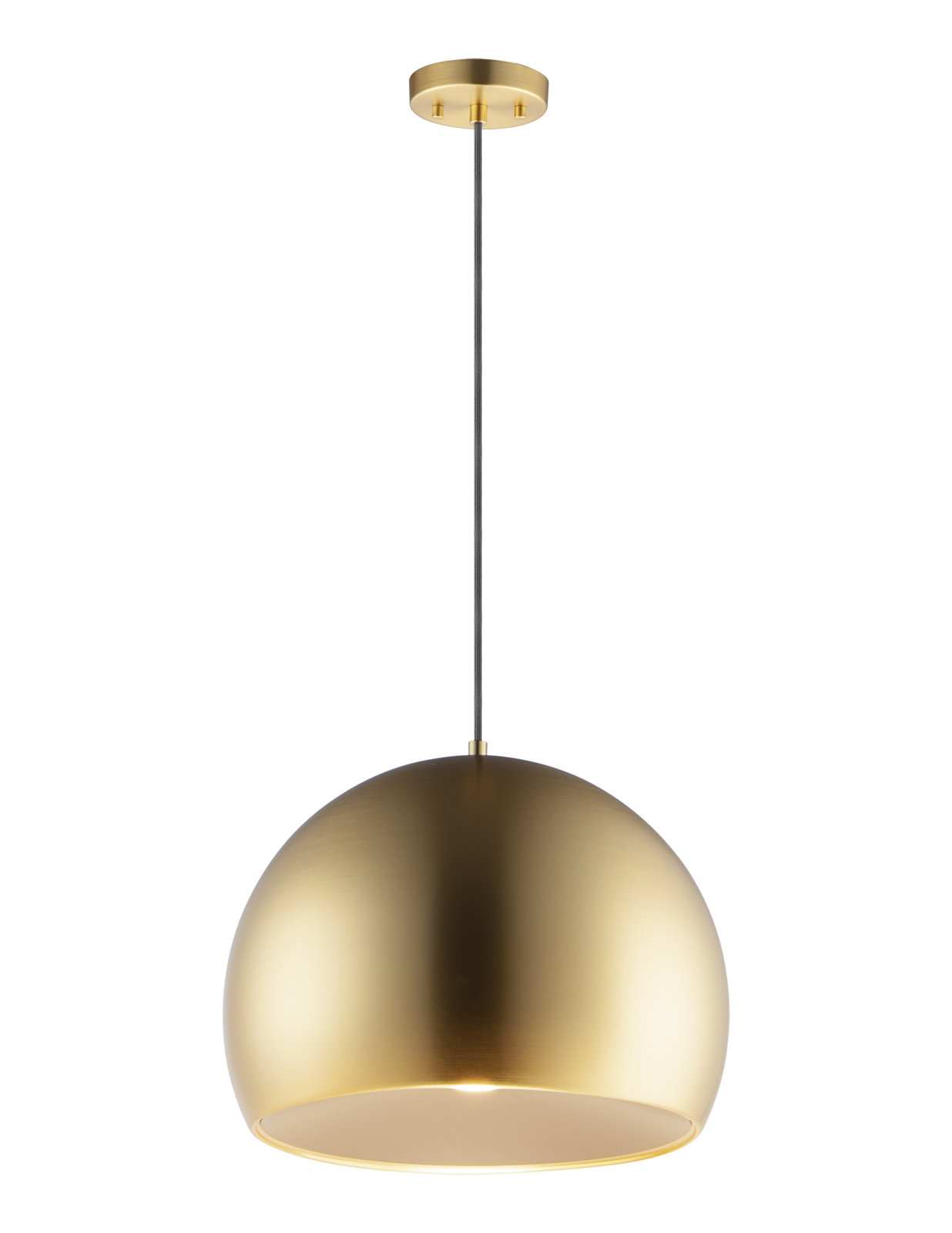 Nelle Single Light Metal Dimmable LED Pendant, Satin Brass/Coffee, 11.75" H x 15.75" W x 15.75" D