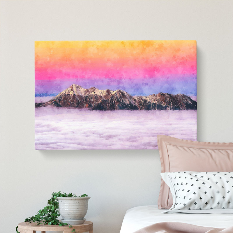 Mountain Through The Clouds - Wrapped Canvas, 40cm H x 60cm W x 3cm D