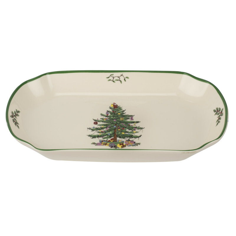 Spode Christmas Tree Scalloped Tray