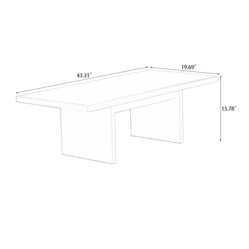 43.31" Solid wood Rectangular Coffee Table, Burly Wood