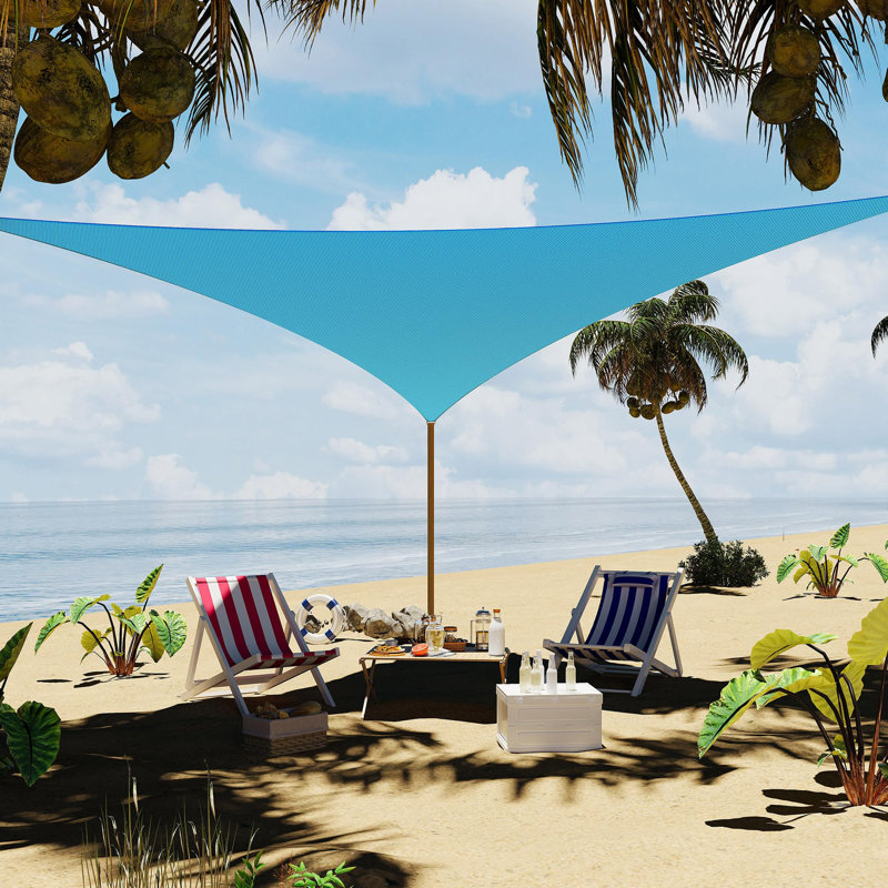 Blue 16x16x16 FT Triangle UV Block Sun Shade Sail Canopy, Waterproof Heavy-Duty Patio and Garden Sun Protection with Easy Installation