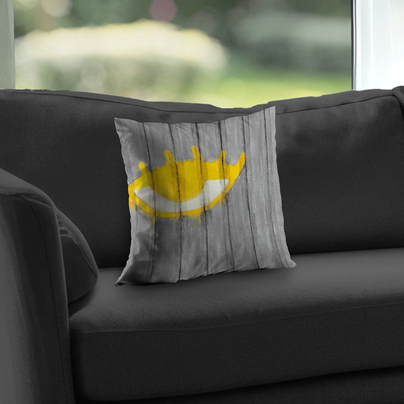 Yellow Eye Graffiti Throw | Retro Shapes Poly Twill Decor