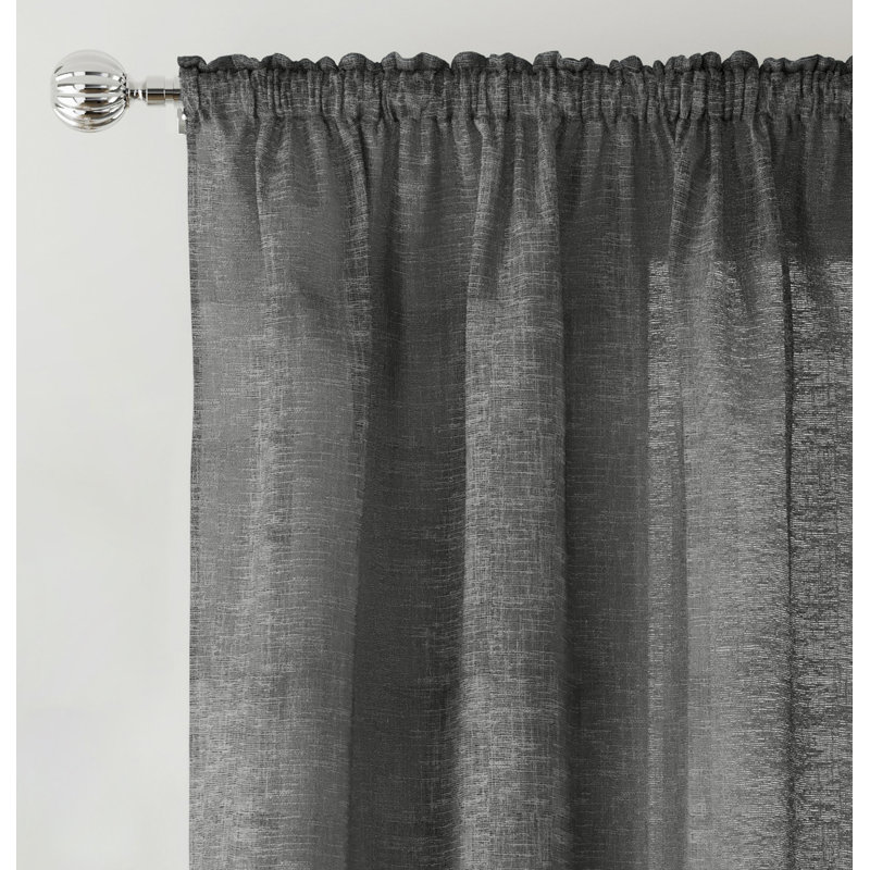 Sundas Sheer Curtain Panel Pair, 140cm Width x 183cm Drop, Black