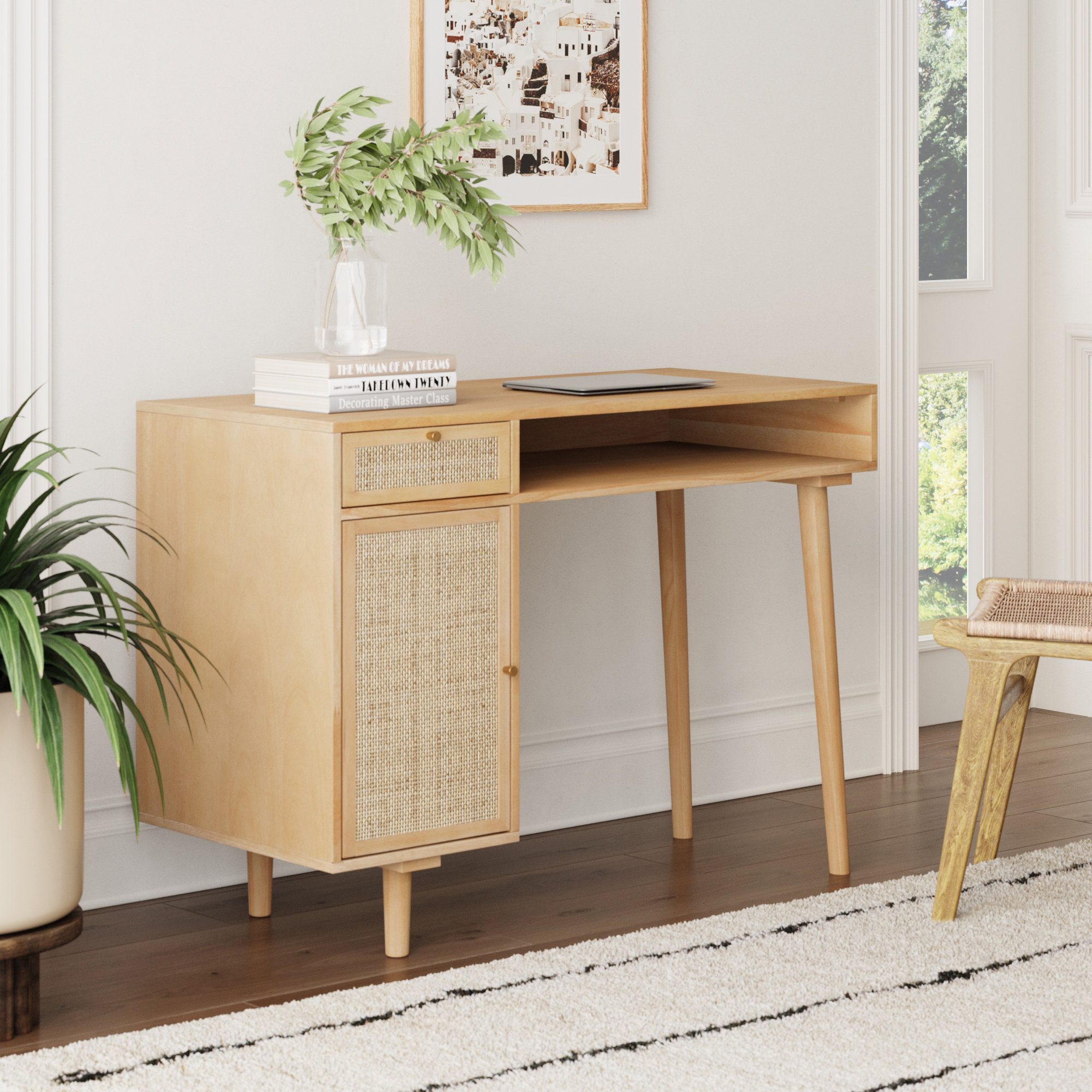 Gracie Oaks Solid Wood Base Computer Desk & Reviews | Wayfair