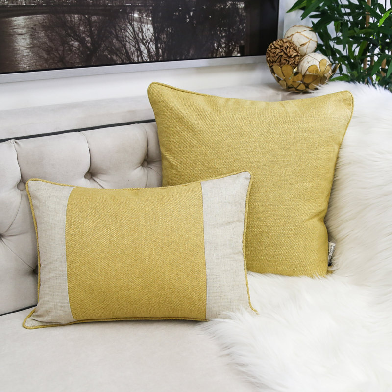  Rectangular Outdoor Linen Pillow Cover & Insert, Gold