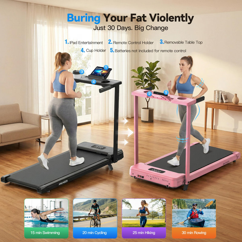 Tapis roulant inclinable 3,5 HP avec bureau et barre à poignées, tapis roulant robuste robuste d'une capacité de poids de 350 lb pour la maison et le bureau, télécommande et affichage à DEL - noir