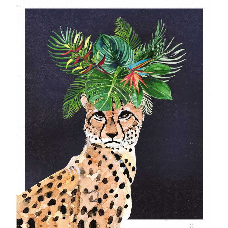 Couronne florale guépard - imprimé, H 30 po x l 20 po