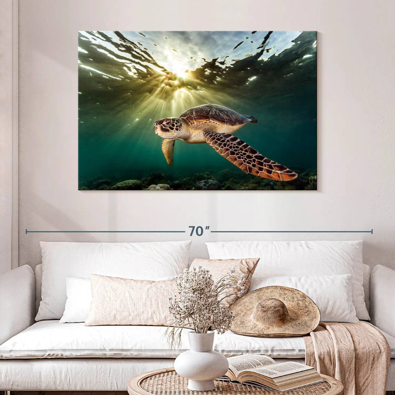 Tortue de mer verte Brampt Rare, H 32 po x l 48 po