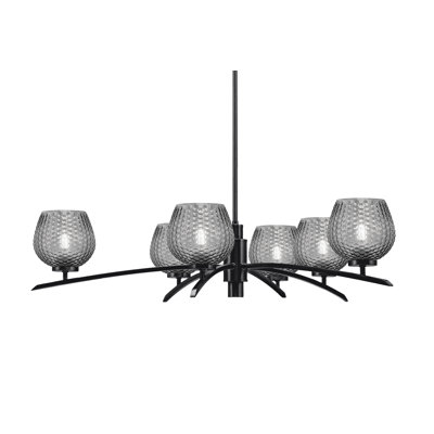 Kurve Light Chandelier With 6" Smoke Textured Glass