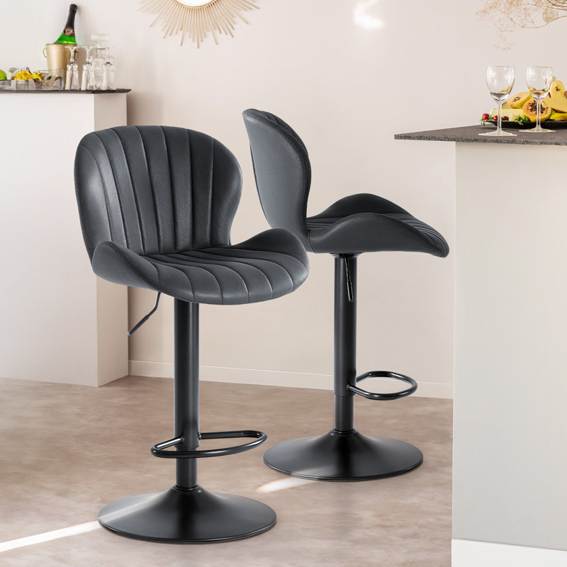 Tabourets de bar pivotants à hauteur réglable, tabourets de comptoir rembourrés en cuir, tabouret de pub moderne, Beige, 2