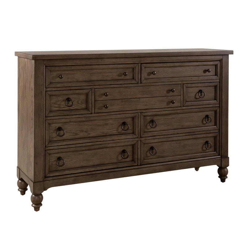 Commode double 9 tiroirs Aisja, Brun