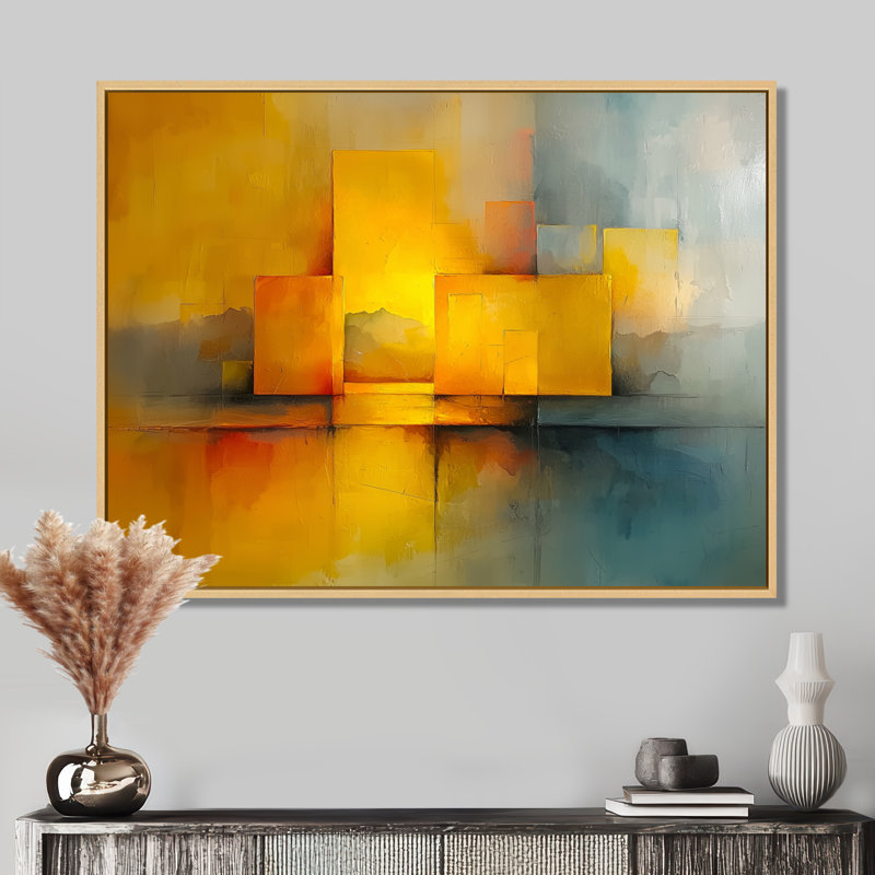 Wendland - Abstract Wall Art, Impression encadrée flottante, H 16 po x l 32 po, Crème, crème