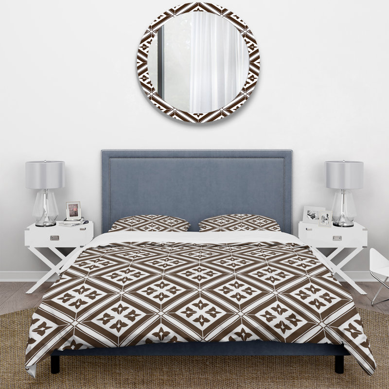 Ensemble de housse de couette Traditional Brown Tiles, Housse de couette très grand et 2 très grandes t