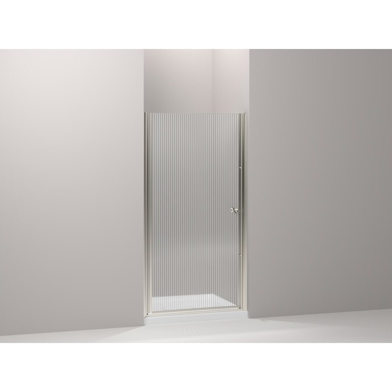Fluence Pivot Falling Lines Shower Door, Matte Nickel, 65.5 x 32.75