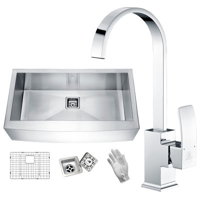 Elysian 32'' L Single Bowl Brass Kitchen Sink
