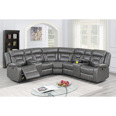 Ensemble de canapé modulaire en similicuir gélifié inclinable 3 pièces