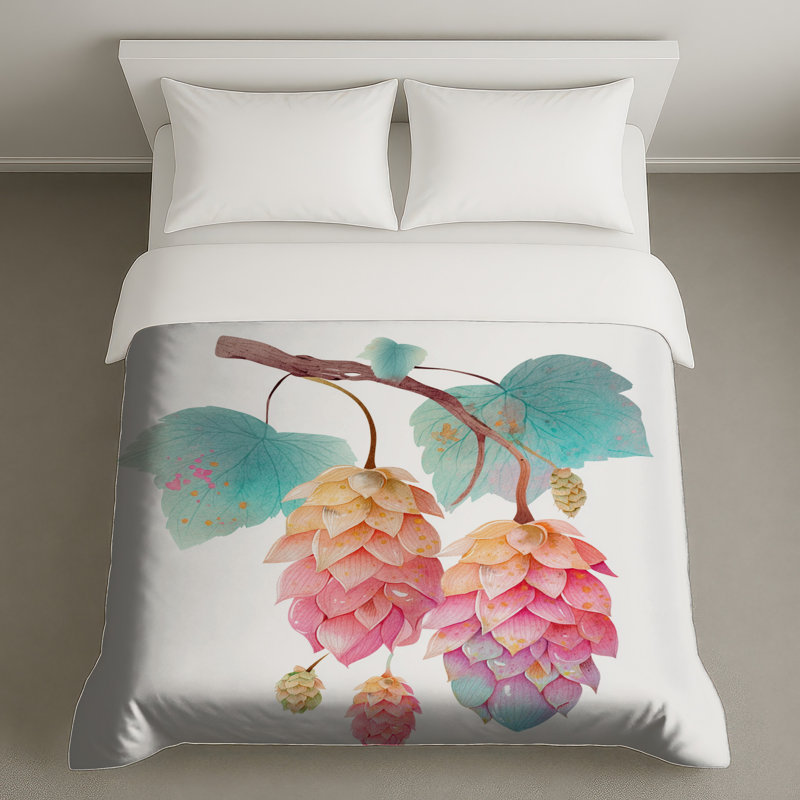 Housses de couette Watercolor Hop Flowers, Grand lit