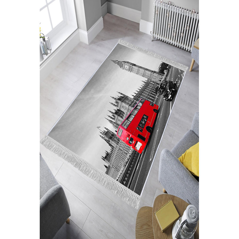 Sprenger Grey/Red/Black Rug, Rectangle 180 x 280cm