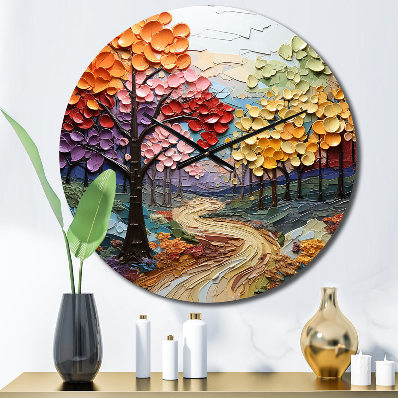 Horloge murale colorée «Neo Primal Forest Collage I», Moyenne