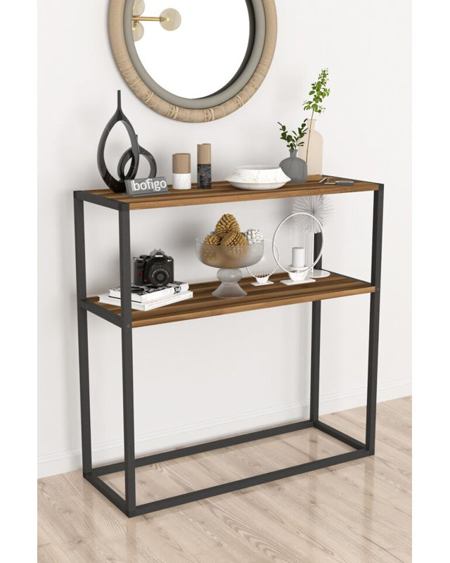 Aigar 90cm Console Table, Brown/Black