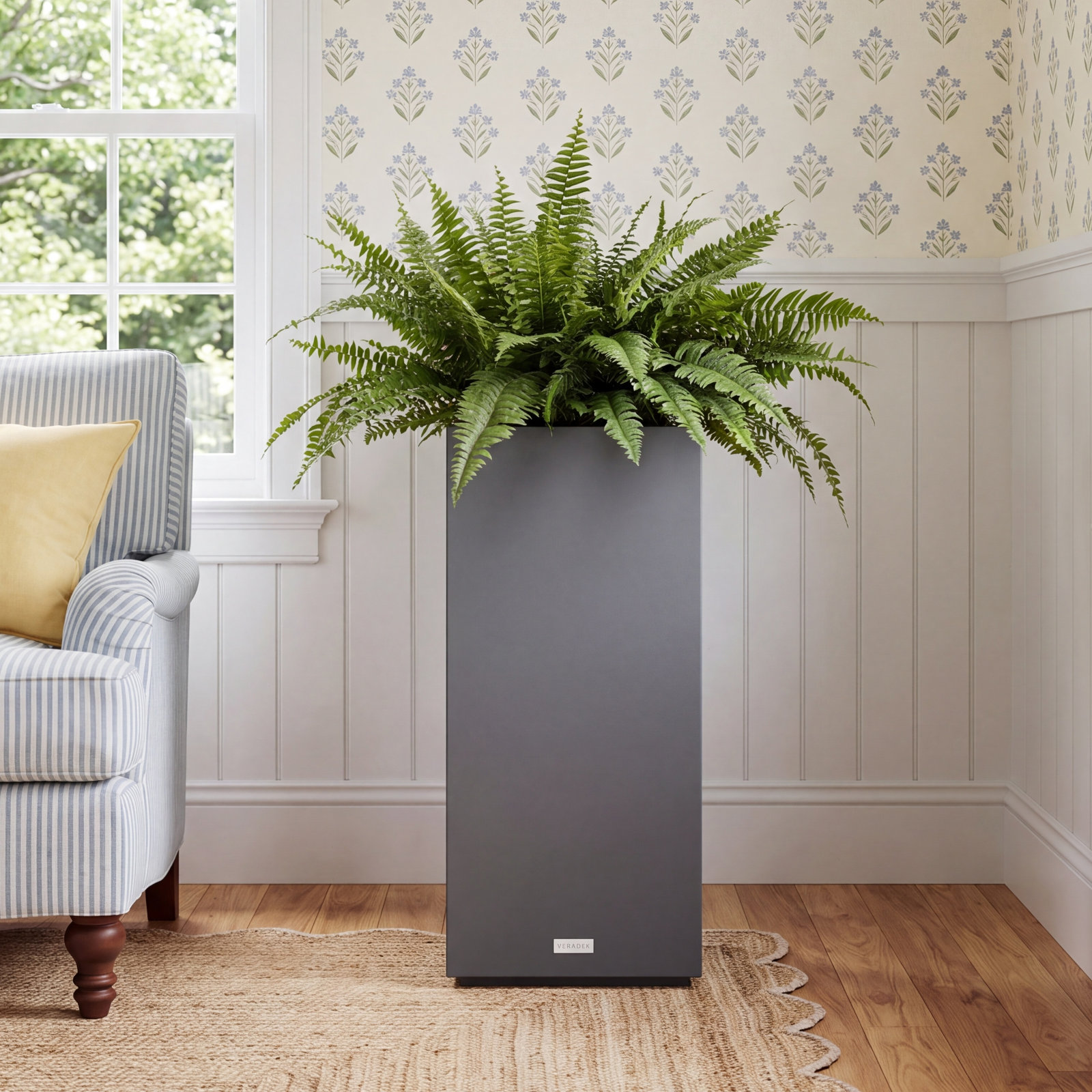 Veradek Block Series Pedestal Planter, 31.75” H x 15.5” W x 15.5” D, Gray
