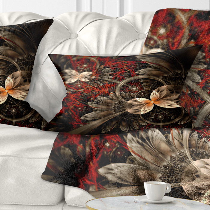 Coussin lombaire à motif floral fractal