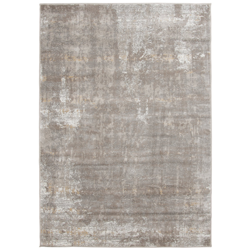 Fion Abstract Pumice Gray and Seashell Woven Area Rug and Runner, 7'10" x 10'10"