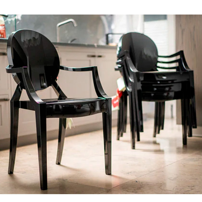Chaise avec accoudoirs Amy King Louis, Noir