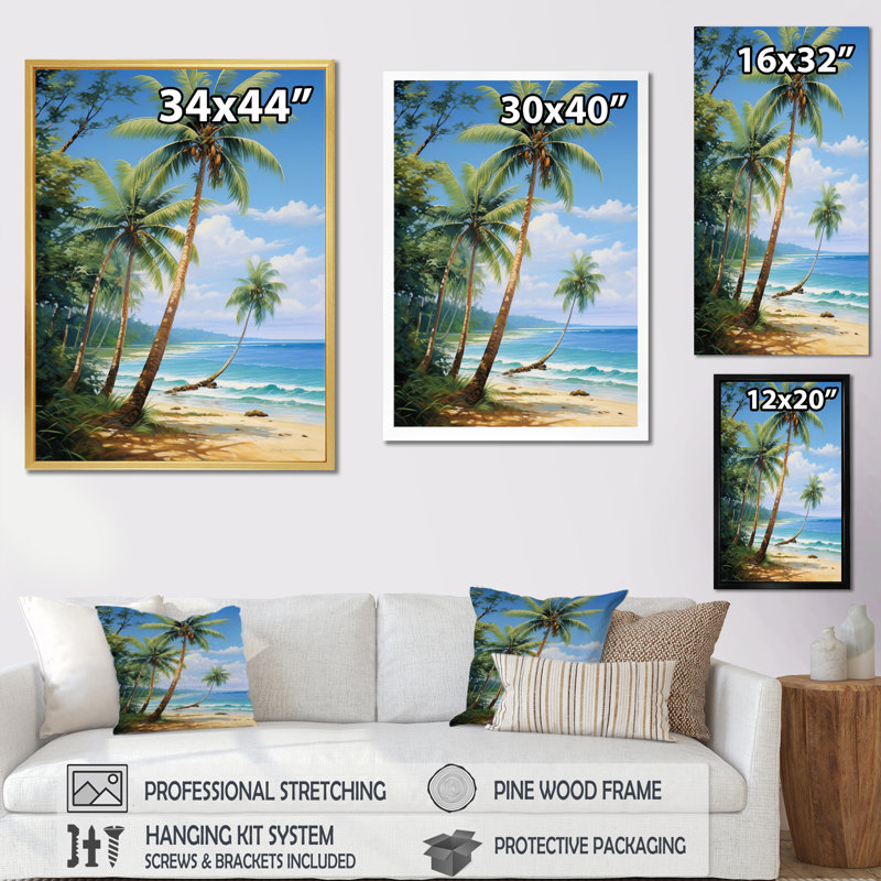 «Padowski Palm Trees Palms II», reproduction d'art sur toile, H 32 po x l 24 po x P 1 po, Toile tendue