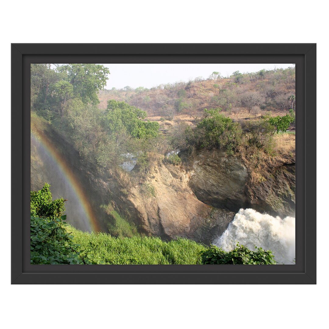 Gerahmtes Wandbild Regenbogen über Wasserfall