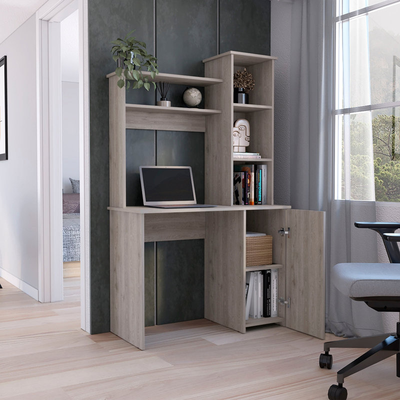 Bureau d'ordinateur avec une grande surface de travail, Gris