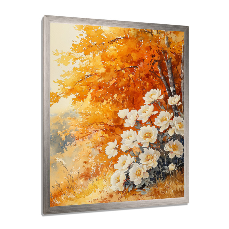 Bedford - Floral Wall Decor, Argent argent, H 44 po x l 34 po, Reproduction encadrée d'une seule photo