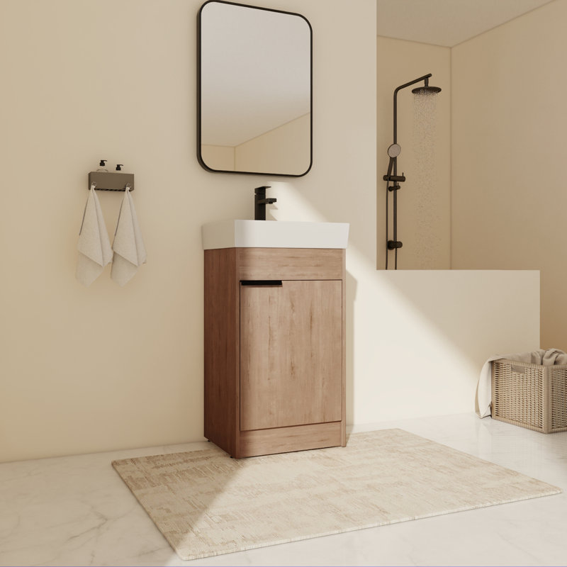 Jakavion 19.03'' Single Bathroom Vanity with Ceramic Top