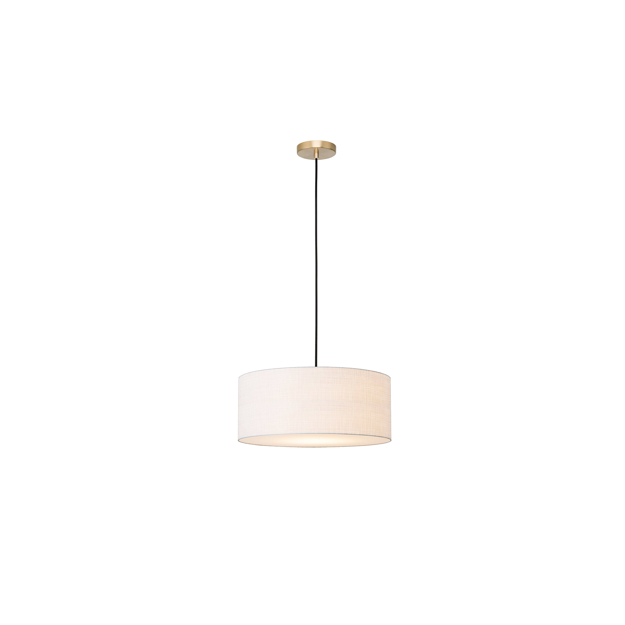 Stretch Pendant, White Linen Shade, Weathered Brass, White