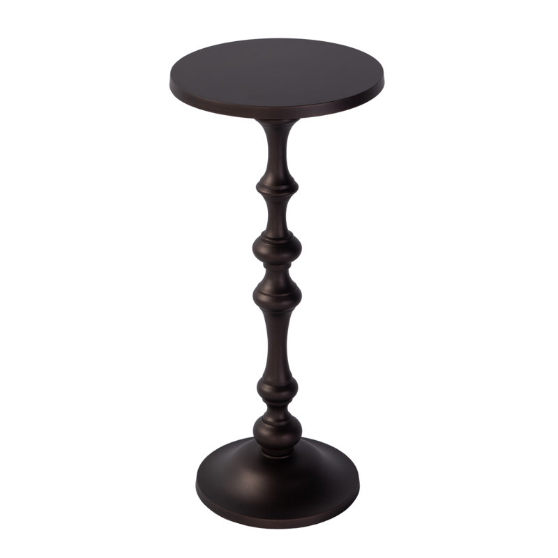 Passeo 10 in. W Round All Metal Pedestal Base End Table, Bronze