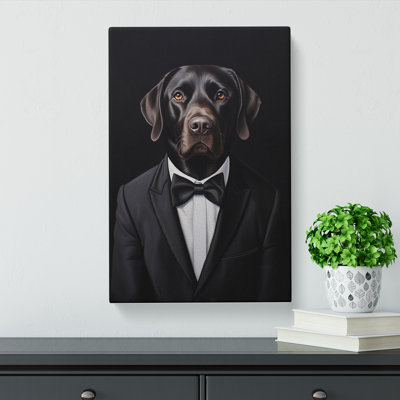 Labrador Retriever In A Suit Painting No.2 - Wrapped Canvas