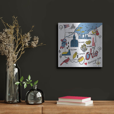 Luxe Metal Art 'Ohio' by Farida Zaman Metal Wall Art, 12" x 12"