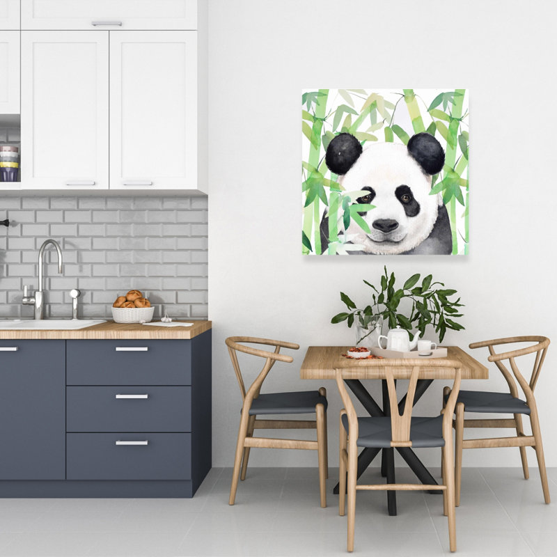 Panda caché dans une toile de bambou | Décoration de chambre à coucher botanique