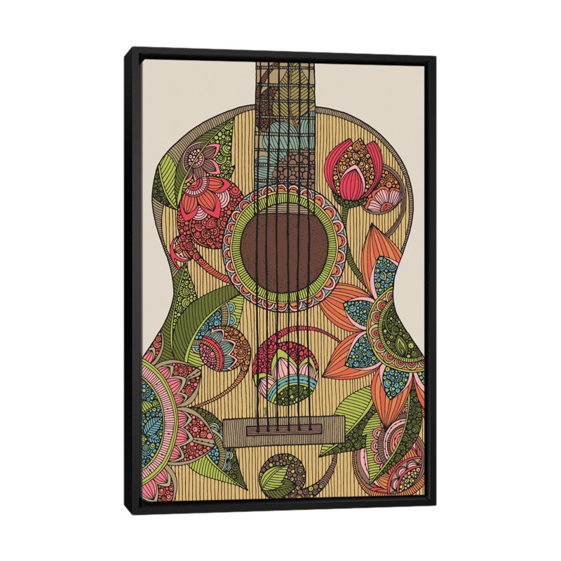 Guitare, impression sur toile tendue, Cadre noir, H 48 po x l 32 po x P 1,5 po