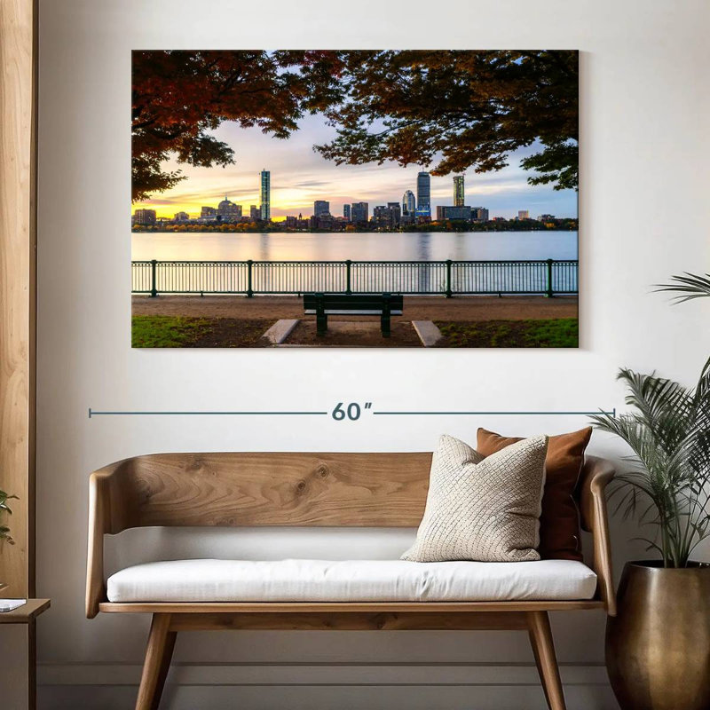 Sireci Boston Skyline In Autumn, 34" H x 51" W