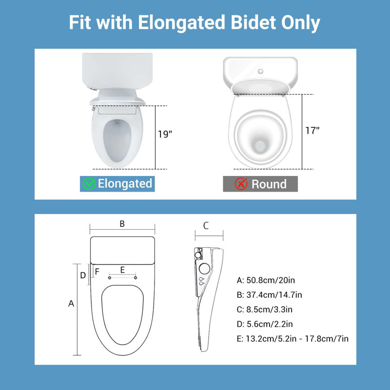Siège de toilette bidet, bidet électrique, eau chaude avec séchoir à air, siège chauffant, couvercle à fermeture lente