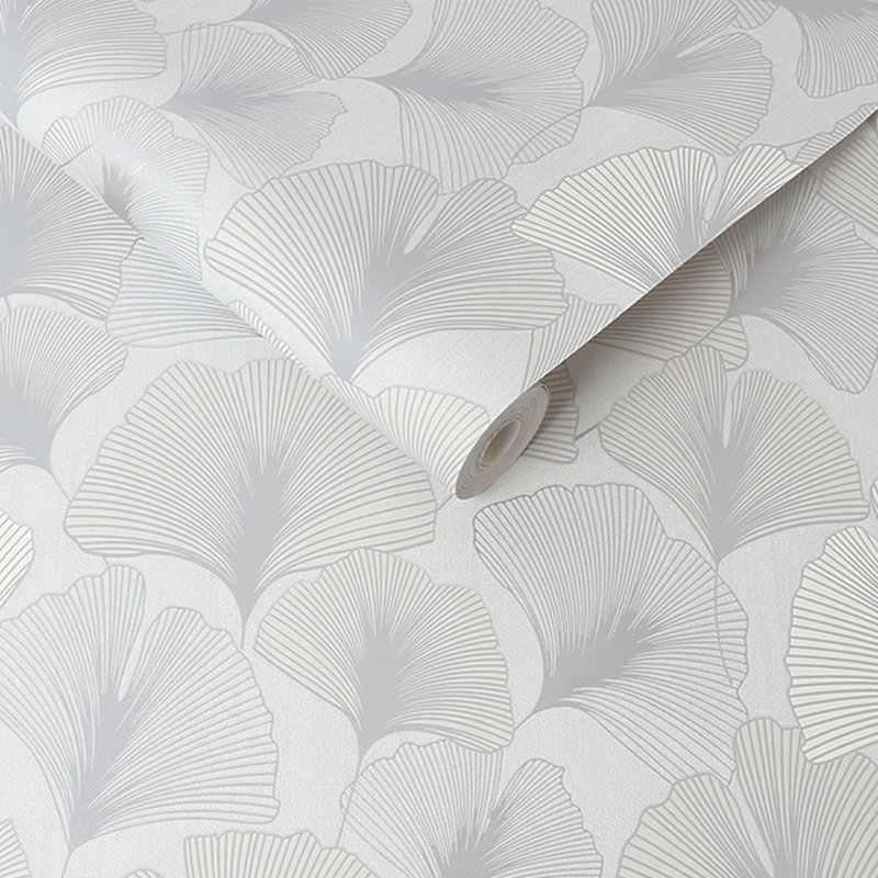 Rouleau de papier peint texturé L 33 pi x l 20 po Leaves Silver