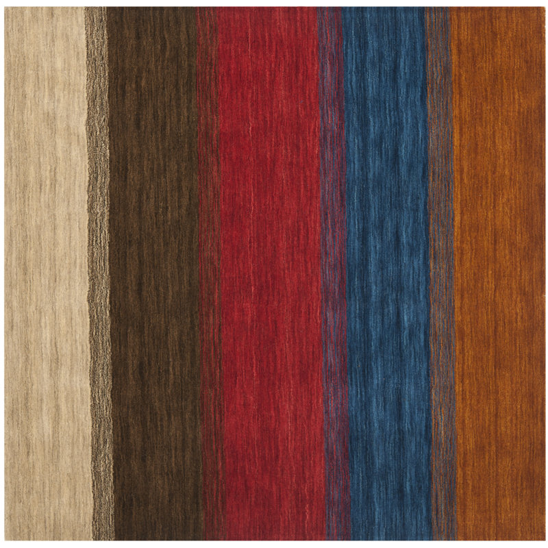Frann Hand Loomed Wool Striped Rug, Square 6'
