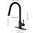 Matt Black Kitchen Faucet With Pull Down Spray Head - Stainless Steel, 360 Rotating Nozzle, Corrosion And Rust Surface, Single Handle For Convenient Water Flow Temperature Regulation Swivel & Rust,-517662827