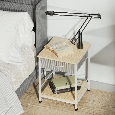 Table de bout avec tiroir et tablette ouverte, table de chevet pour la chambre à coucher et le salon